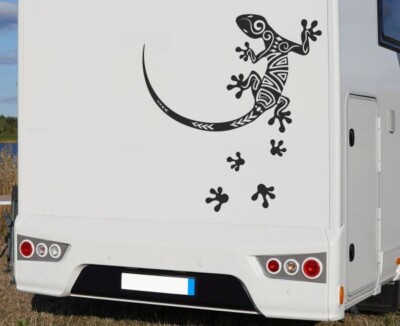 Wohnmobil Aufkleber Auto WOMO Camping Meer Gecko Echse Salamander + Tatzen 75