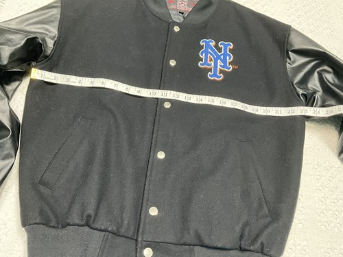 NEW YORK METS VINTAGE WOOL PVC/LEATHER BOMBER JACKET M JH DESIGNS - Picture 5 of 15