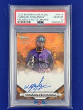 2023 Bowman Sterling YANQUIEL FERNANDEZ #PAYF Auto Orange #/75 PSA 10 Rockies