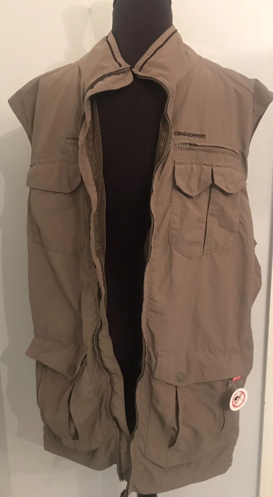 Craghoppers Nosi Life Men's Vest Insect Protection Outdoor Tan - XL
