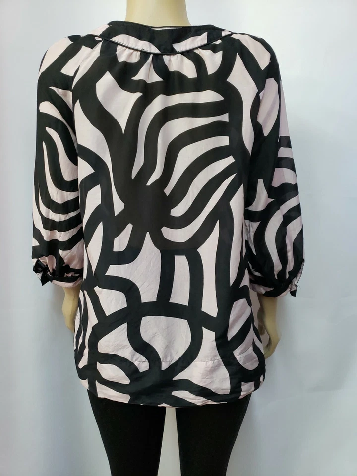 Blusa para mujer Marimekko H&M negra Joonas mezcla seda talla US 10 #C Foto 4 de 4