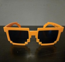 8 Bit Pixal Minecraft Style Novelty Orange Plastic Sunglasses One Size Fits Most