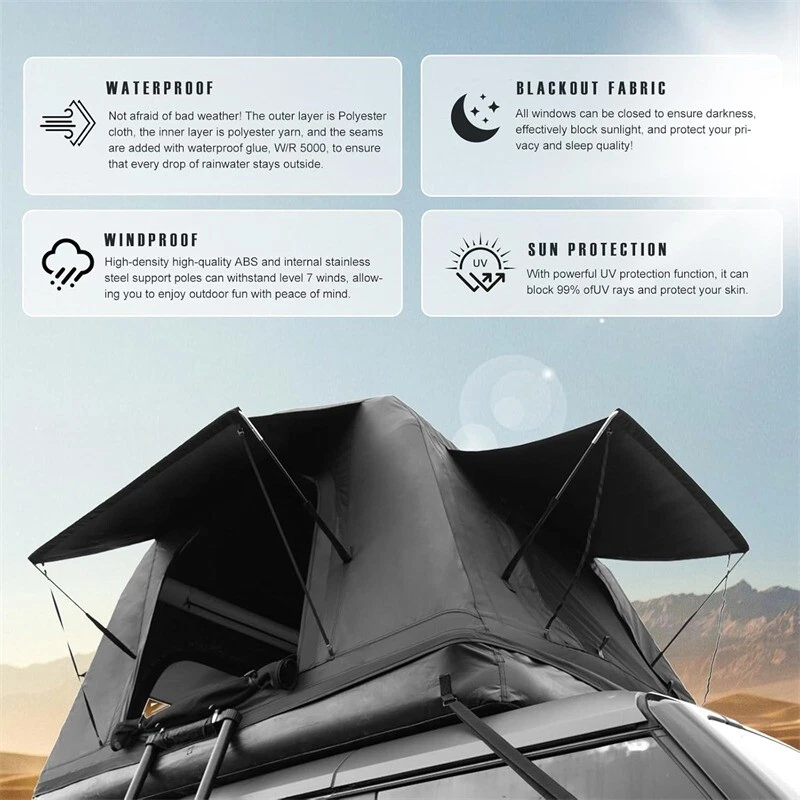 Naturnest® Car Rooftop Tent Camping Soft Cover Roof Tent with 2 Large Sunroof - Image 4 of 4