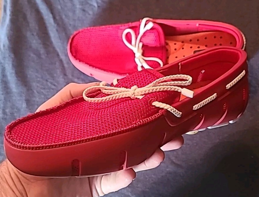 Swims Men's Braided Lace Loafers Red/White