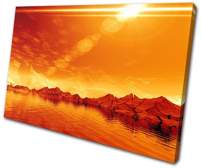 Landscape Lake Mountain Sunset Seascape SINGLE Leinwand Kunst Bild drucken