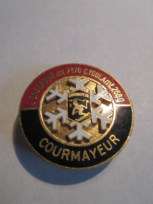 Vintage Cervinia Breuil Ski Skiing mt. 2050 Pin / Brooch - Made In Italy