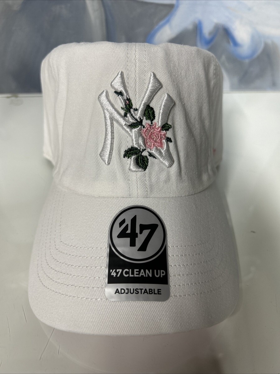 47 Brand New York Yankees Rose Thorn Clean Up Dad Hat White/Pink