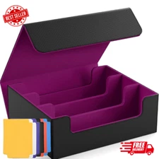 MTG Trading Card Storage Box - Holds 1800+ Cards, PU Leather Deck Case with Magn