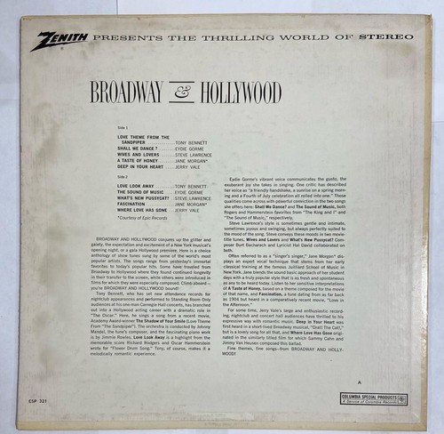 Zenith Presents Broadway And Hollywood. Columbia Special Products-CSP 321, 1965. - Bild 2 von 4