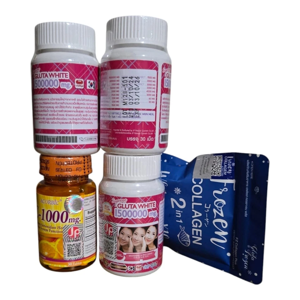 3 piezas de gel blando blanco Supreme Gluta, colágeno congelado y vitamina C acórbica 1 pieza cada una Foto 2 de 3