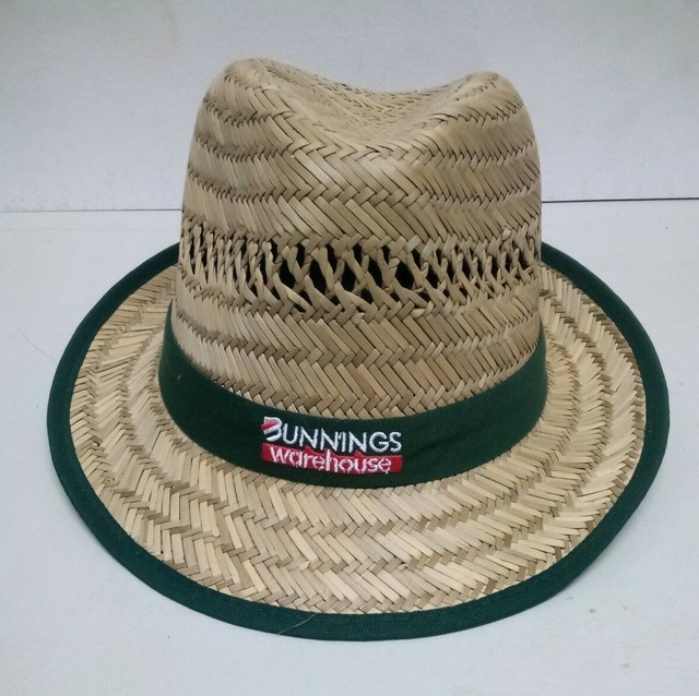 Bunnings Warehouse Woven Straw Fedora Hat Cap 59cm Postage for sale