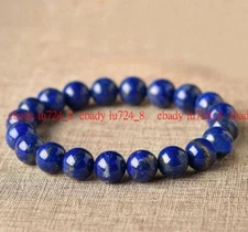 Natural 4/6/8/10/12/14/16mm Lapis Lazuli Blue Gemstone Stretch Bracelet 7.5"
