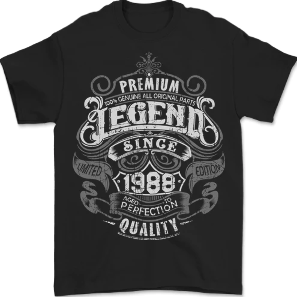 Premium Legend 35th Birthday 1988 Mens T-Shirt 100% Cotton