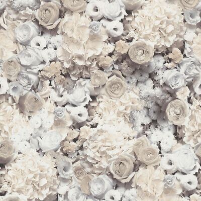 Profhome 380083-GU Blumen Tapete Floral matt grau beige gelb 5,33 m2
