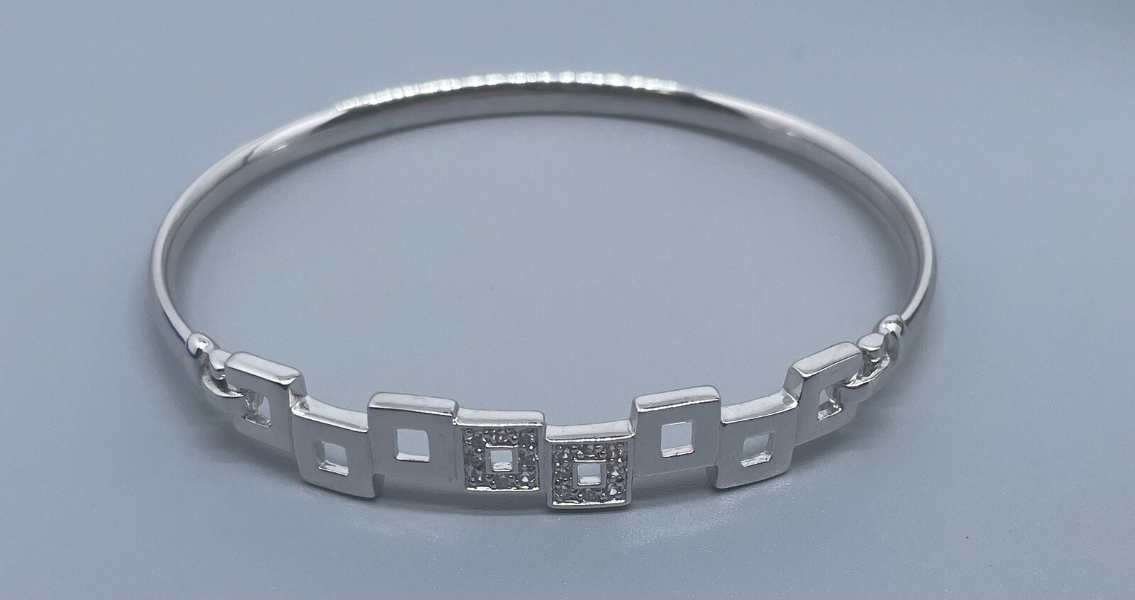 Silver Tone Hook Clasp Square Shape Rhinestone Br… - image 8