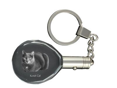 Korat Katze - Fob with cat photo, crystal key ring in gift box, unique gift by A