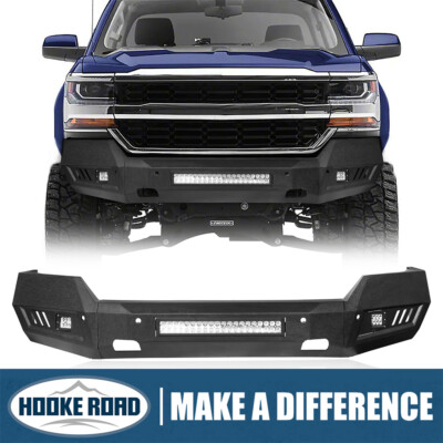 Hooke Road Off-Road Front Bumper w/Light Bar For 2016-2018 Chevy Silverado 1500