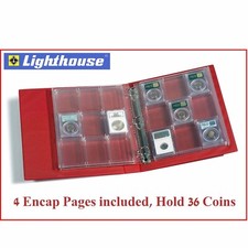 Album For 36 Certified Graded Coin Slabs Lighthouse Grande F Red Binder w/ Encap