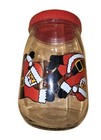 Vintage VMC REIMS Tumbling Santa Christmas Jar Red Screw Top Lid Made in France — photo 1