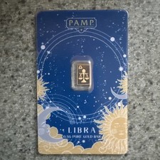 Zodiacs Libra 1/2 Gram Gold Bar in Assay Card  PAMP Suisse