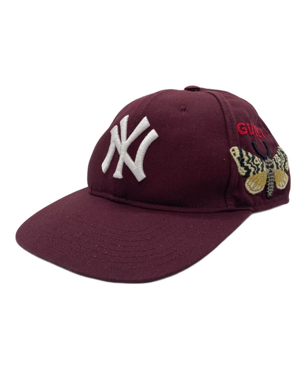 GUCCI/ NEW YORK YANKEES Butterfly Embroidery Baseball Cap GUCCI/ NEW YORK YANKEES Butterfly Embroidery Baseball Cap