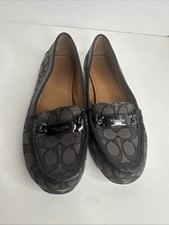 COACH Women's Olive Monogram Loafers Shoes Black Gray A01918 Size 8B - See Pics