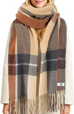 Winter Women's Scarf Long Checkered Scarf Warm, Rustic, Loose-Fitting Winter and