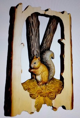 EICHHÖRNCHEN 2D rustikal Vintage Holz WANDBEHANG Deko 20x11,7cm - SÜSSER GESCHENKARTIKEL