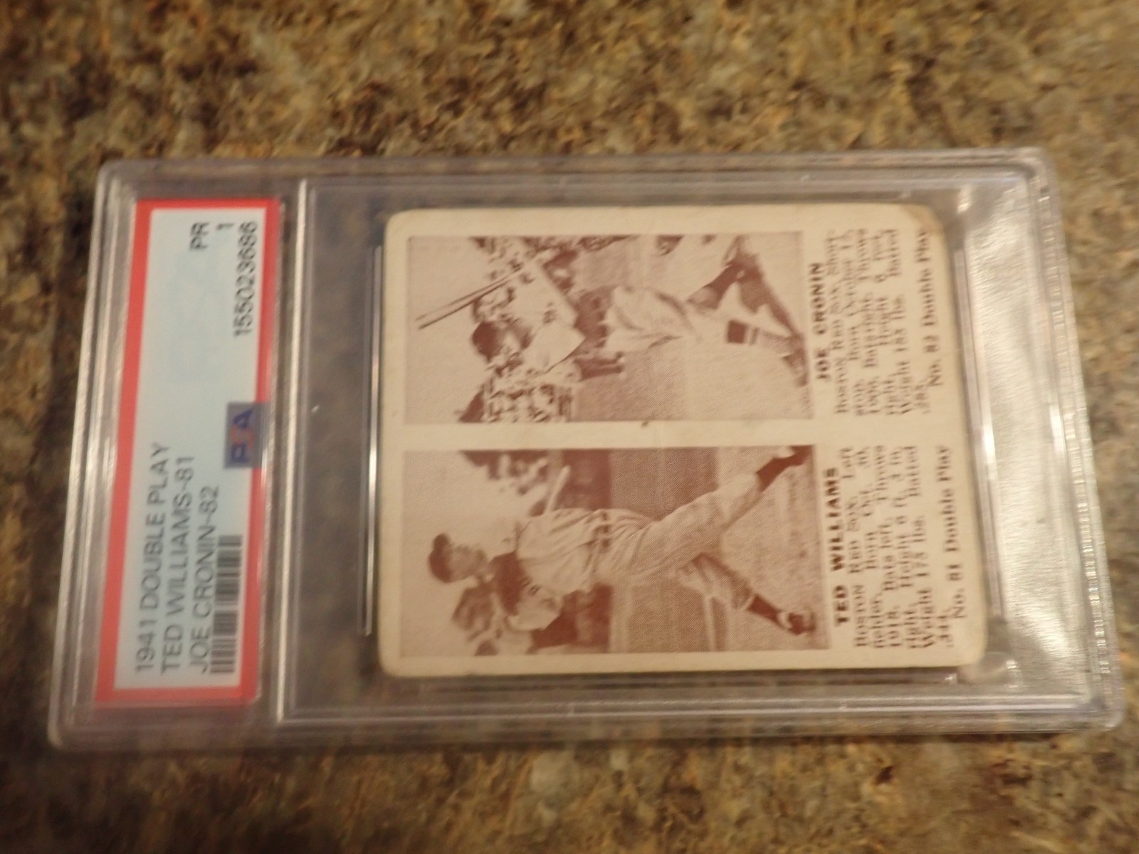 1941 Double Play #81 Ted Williams #82 Joe Cronin Red Sox Baseball Card PSA PR 1 view 3