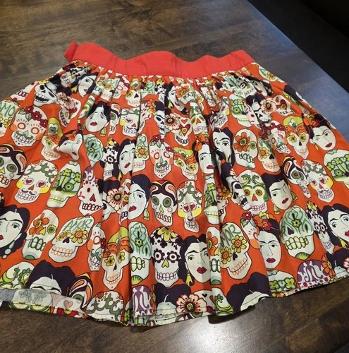 Hemet Frida Kahlo Day Of The Dead Skull Skirt Pinup Small