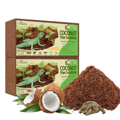 2 Pack Natural Coconut Fiber Substrate for Reptile- Premium Compressed Coconu...