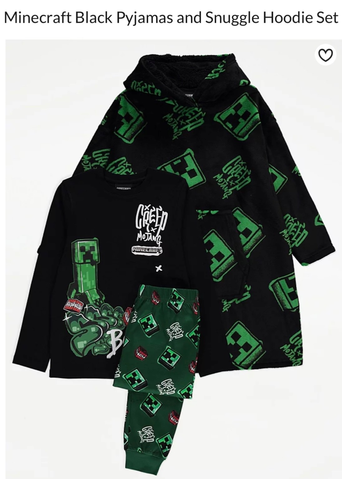 George - Minecraft Pyjamas & Snuddie/Snuggle Set, Age 7-8 Years, New with Tag