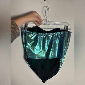 Holographic Iridescent Corset Bustier Top &ndash; Size Medium