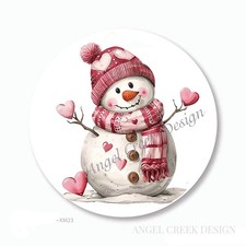 SNOWMAN IN HEARTS HAT CHRISTMAS FAVORS SCRAPBOOK STICKERS ENVELOPE SEALS LABELS