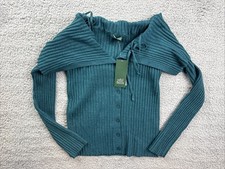 Wild Fable Women's Size XS Rib Off the Shoulder Sweater Dark Green