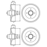 2X Bosch 203,3Mm Bremstrommeln Hinten Passend FÜR Dacia Logan Sandero Renault