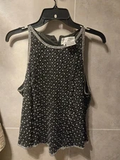 Papell Boutique Evening Womens Black Vintage 100% Silk Beaded Embroidered Top