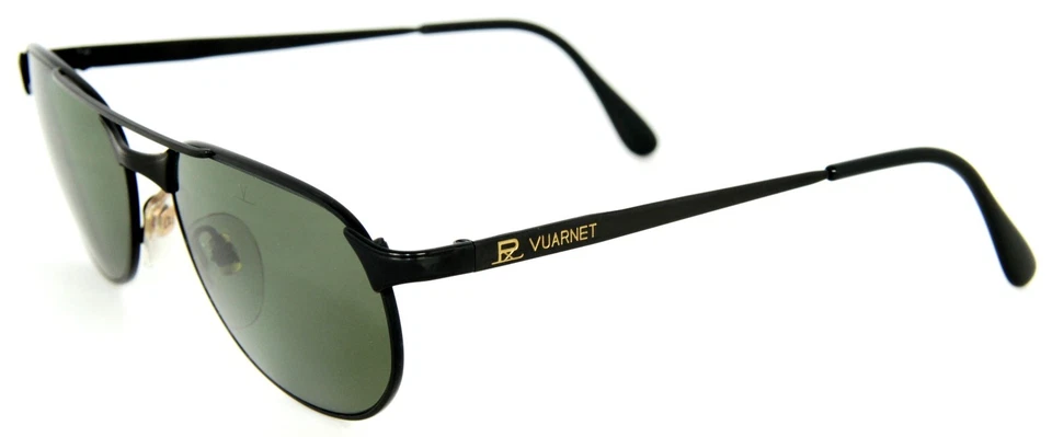Gafas de sol vintage VUARNET 042 metal negro PX3000 lentes minerales de vidrio verde 259 $ Foto 3 de 4