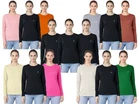 3 Pk Women's Plain Long Sleeve T-Shirt Crewneck Top Classic Fit Multipack S-XXL