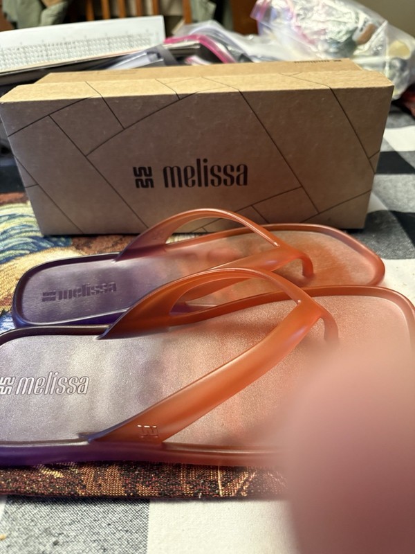 Melissa Orange Purple Jelly Flip flop Sz 8