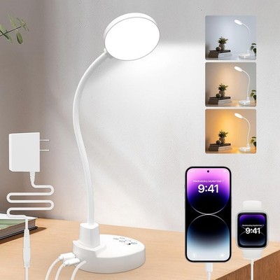 60 LED Schreibtischlampe mit USB Ladeanschlüssen dimmbar Tischlampe 3 Farben