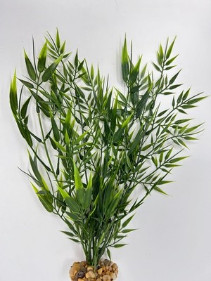 13'' MIXED 4-stem Artificial SOFT BAMBOO Grass Plastic Plant 815, Stone base, Rea
