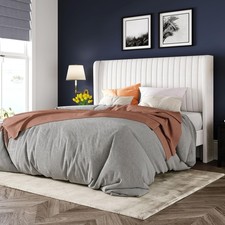 Struttura letto Allewie full size in velluto/testiera/up trapuntata canale verticale