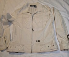 Harley Davidson Women's Vintage Cream Colored Denim Jacket Size M