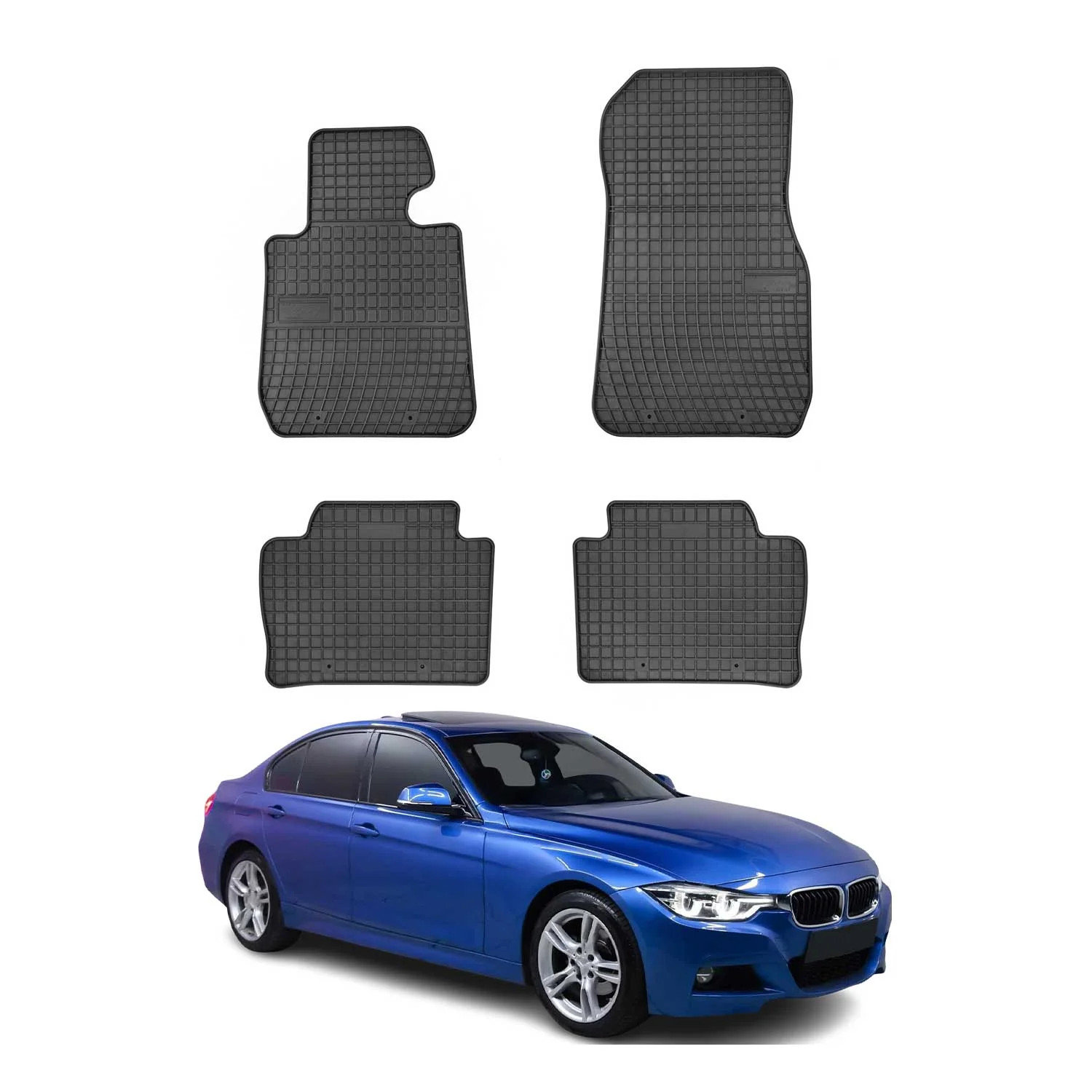 Tapis de sol pour BMW M3 F80 OMAC en caoutchouc robuste noir haute finition