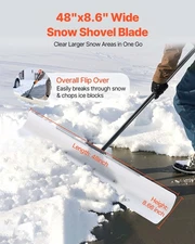 New Snow PNewher Shovel, 48 in Outdoor Snowplow Shovel with Ergonomic Grip, HDPE