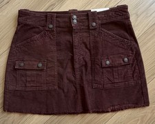 American Eagle Super High Rise A-Line Corduroy Stretch Mini Skirt Size 14 Brown