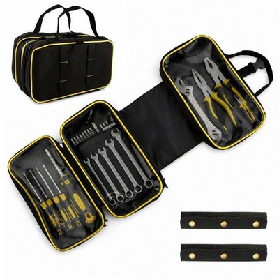 Detachable Roll Up Tool Bag, Tri-Fold Tool Bag Organizer with 3 Clear Window ...
