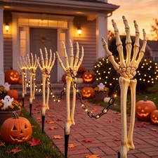 12 Pcs Halloween Skeleton Hands Decorations Outdoor  Realistic Skeleton Arm Sta