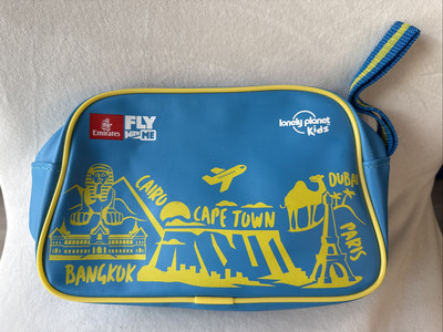 Emirates Fly With Me Lonely Planet Kids Toiletry Blue Bag Makeup Travel 8x5x3 in